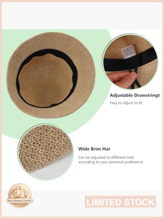 Woven Bucket Hat Foldable Packable Fishing Hat for Women